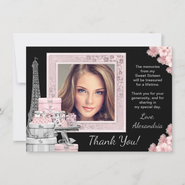 Paris Sweet 16 Cartes de remerciements (Devant)