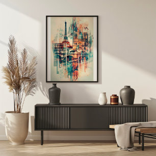 Paris Symphony: Eiffel Tower and Notre-Dame Poster