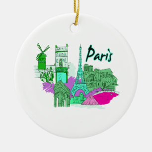 paris teal city image.png ceramic ornament