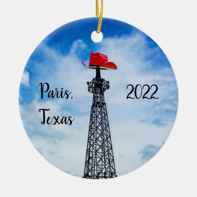 Paris, Texas - Red Cowboy Hat Ornament (Front)