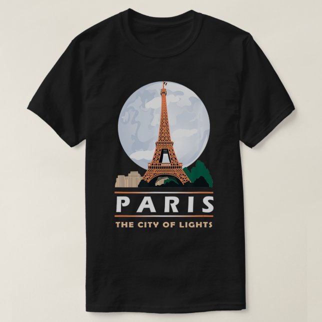 Paris The City Of Light Eiffel Tower Paris Night G T-Shirt (Design Front)