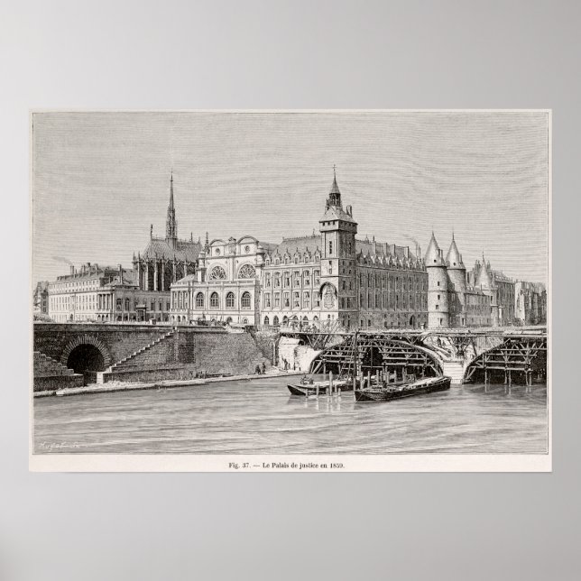 Paris - The Palais de Justice in 1859 Poster (Front)