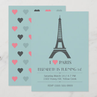 Paris Theme Birthday Invitation