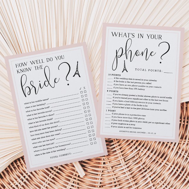 Paris Theme Double-Sided Bridal Shower Game Card (Creator Uploaded)