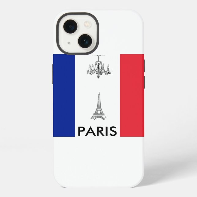 Paris Theme Eiffel Tower French Flag iPhone Case (Back)