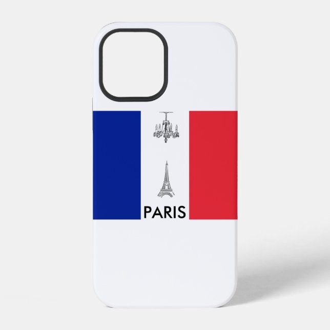 Paris Theme Eiffel Tower French Flag iPhone Case (Back)