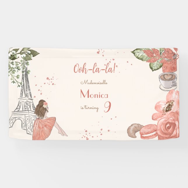 Paris theme french birthday party banner (Horizontal)