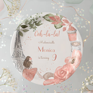 Paris theme french birthday party paper plate