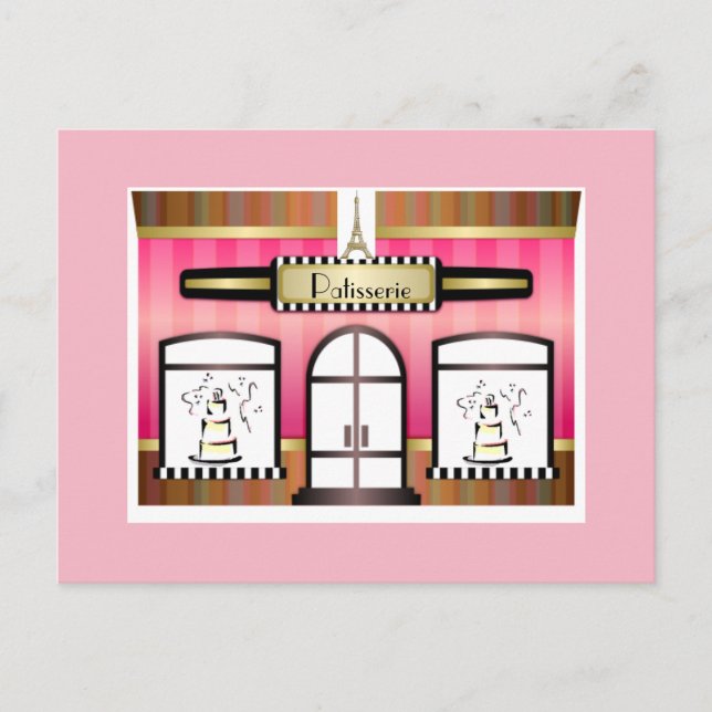 Paris Thème Pink Patisserie Carte postale (Devant)