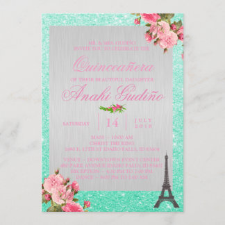 Paris Thème Quinceañera Invitation