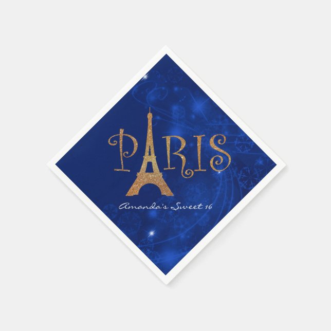 Paris Theme Sweet 16 Custom Birthday Napkins (Corner)