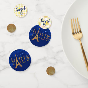 Paris Theme Sweet 16 Party Table Confetti