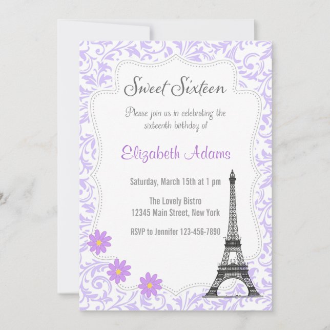 Paris Thème Sweet sixteen Invitation (Devant)