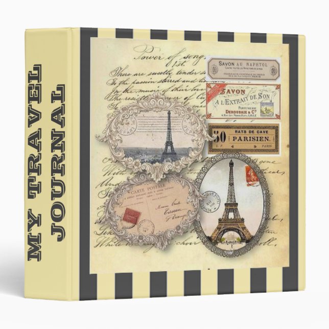 Paris Theme Travel Journal Binder (Front/Spine)