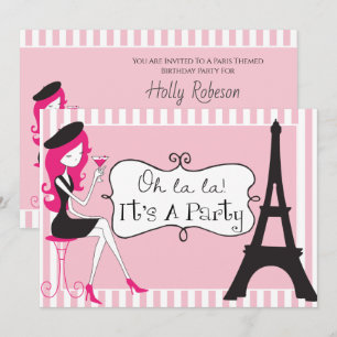 Paris Themed Birthday Invitation