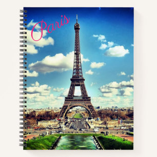 Paris Themed Eiffel Tower Spiral Notebook