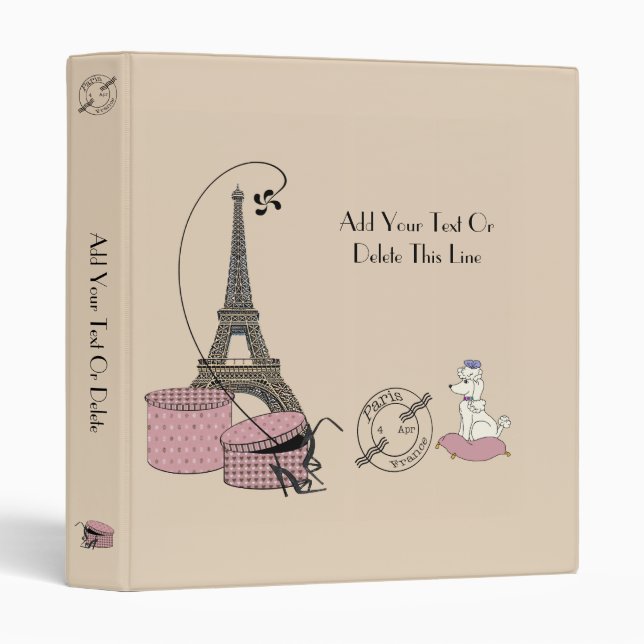 Paris Themed Keepsake One Inch Binder (Front/Spine)