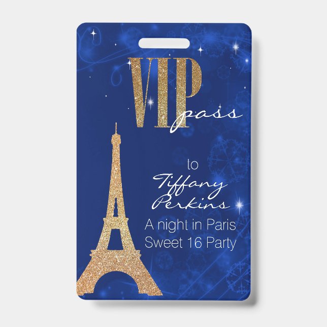 Paris Themed Party VIP Badge (Front)