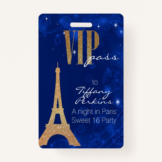 Paris Themed Party VIP Badge (Front)