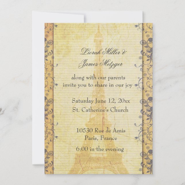 Paris Themed Wedding Invitation (Front)