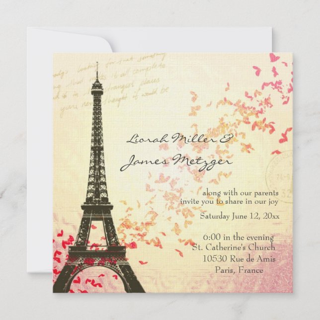 Paris Themed Wedding Invitation (Front)