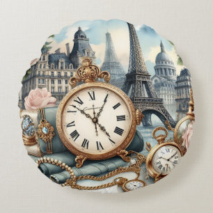 paris time round pillow