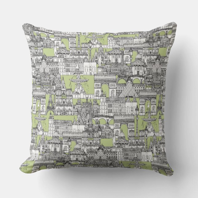 Paris toile eau de nil throw pillow (Front)