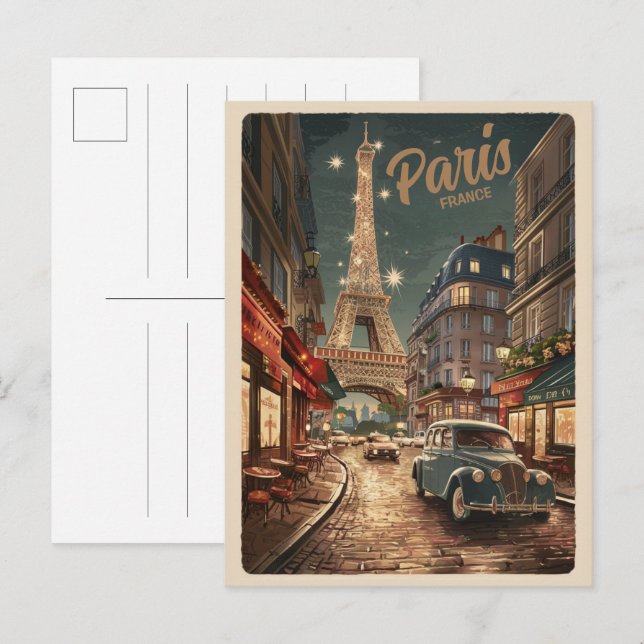 Paris Tour Effiel vintage old streets gifts Postcard (Front/Back)