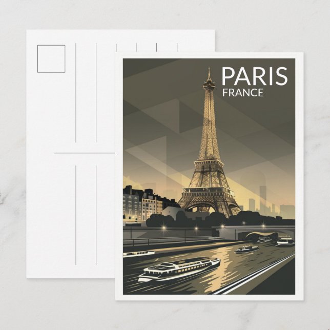 Paris Tour Effiel vintage old streets gifts Postcard (Front/Back)