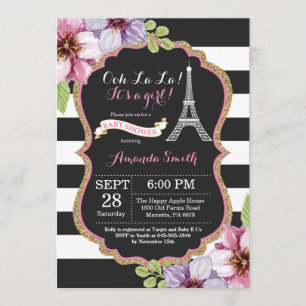 Paris Tour Eiffel Baby shower Invitation