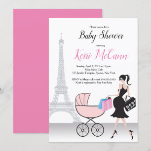 Paris Tour Eiffel Baby shower rose Invitation