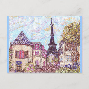 Paris, Tour Eiffel Carte postale pointillisée insp