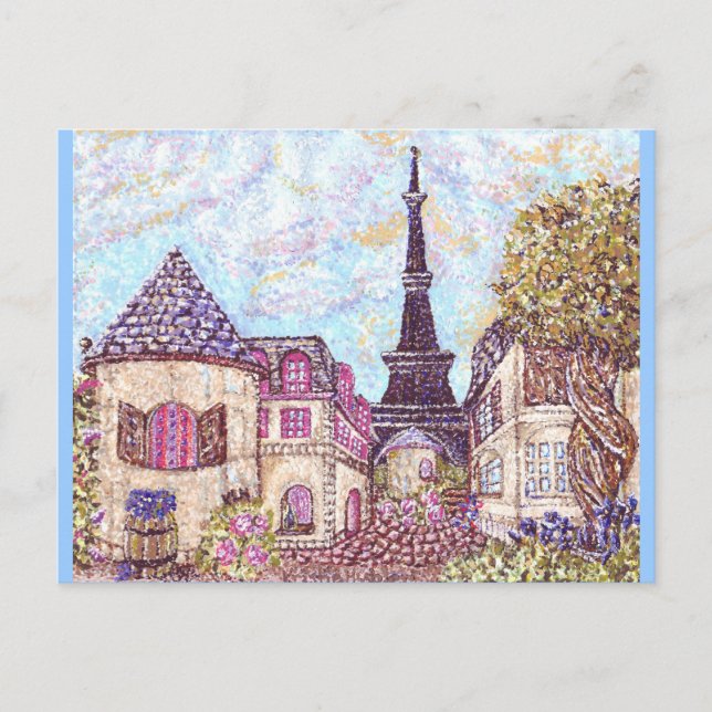 Paris, Tour Eiffel Carte postale pointillisée insp (Devant)