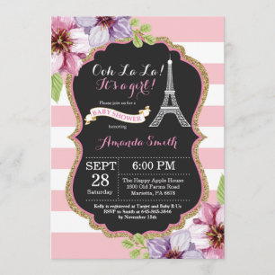 Paris Tour Eiffel Invitation Baby shower