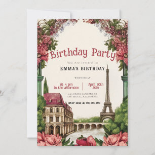 Paris Tour Eiffel Invitation fête d'anniversaire