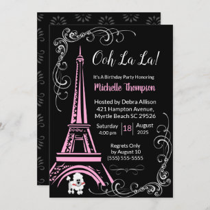 Paris Tour Eiffel Invitations d'anniversaire