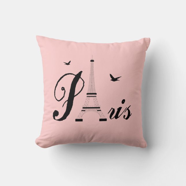Paris Tour Eiffel Rose Moderne Coussin (Recto)