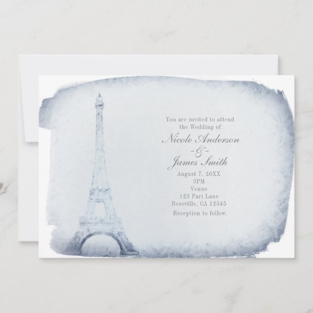 Paris Tour Eiffel Vintage Mariages Invitations (Devant)