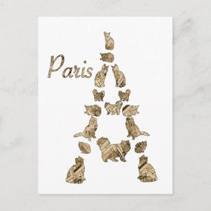 Paris Tower of Cats Postcard