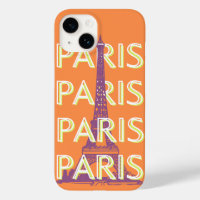 Paris, Travel Art, Retro Travel Art, Orange