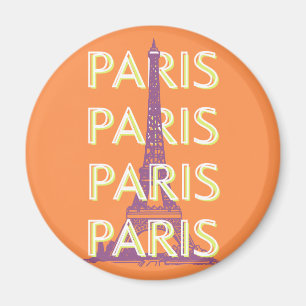 Paris, Travel Art, Retro Travel Art, Orange Magnet