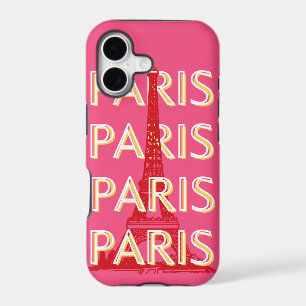 Paris, Travel Art, Retro Travel Art, Pink