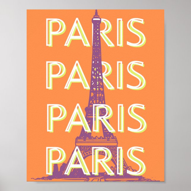 Paris, Travel Art, Retro Travel Art Poster (Front)