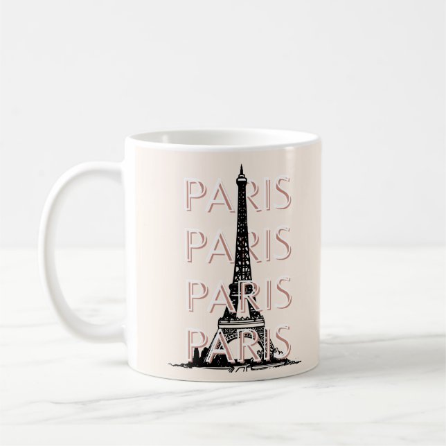 Paris Travel Art, Travel Art, Pastel, Minimalist Coffee Mug (Left)