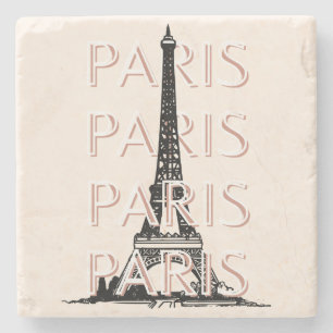 Paris Travel Art, Travel Art, Pastel, Minimalist Stone Coaster