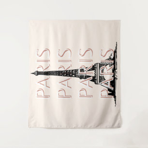 Paris Travel Art, Travel Art, Pastel, Minimalist Tapestry