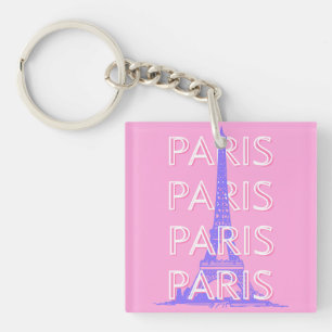 Paris Travel Art, Travel Art, Pink Keychain