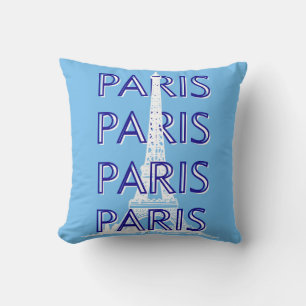 Paris Travel Art, Travel Art, Preppy Art, Blue Throw Pillow