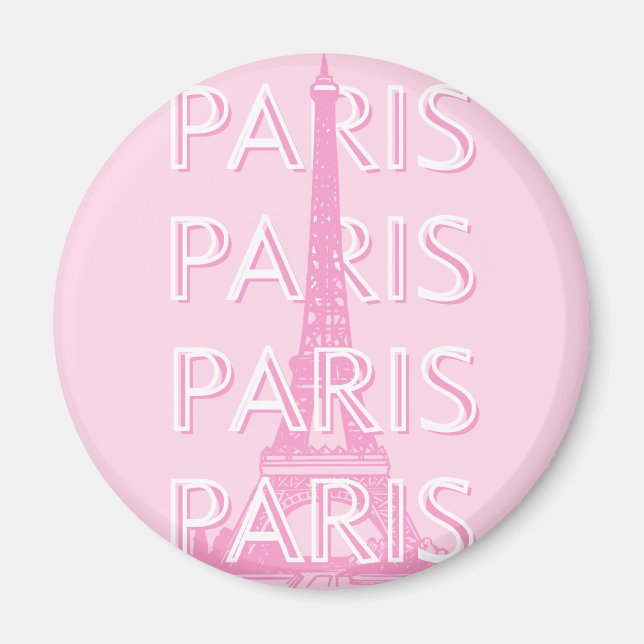 Paris Travel Art, Travel Art, Preppy Art, Pink Magnet (Front)