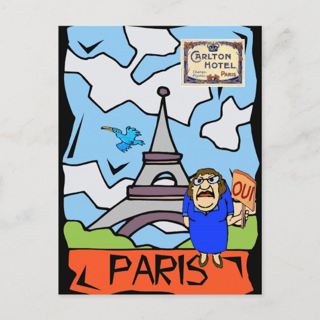 Paris Travel Cartoon Postcard (Front)